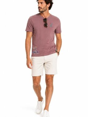 Scotch & Soda Amsterdam Embroidered Lighthouse Graphic T-Shirt Dusty Mauve Size